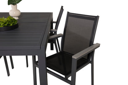 Parma & Marbella Spisestole Sort + Spisebord 160x100x75