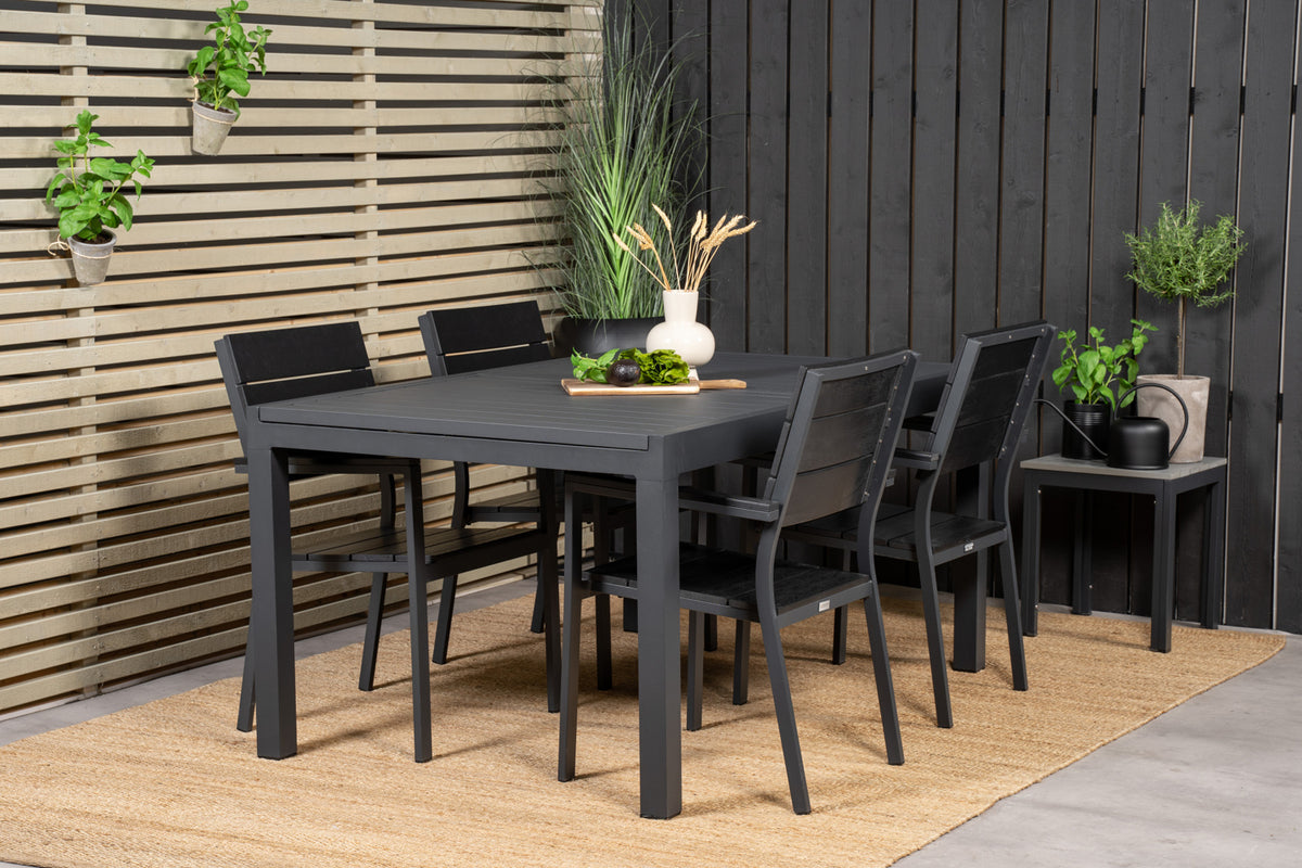 Levels & Marbella Spisestole Sort + Spisebord 160x100x75