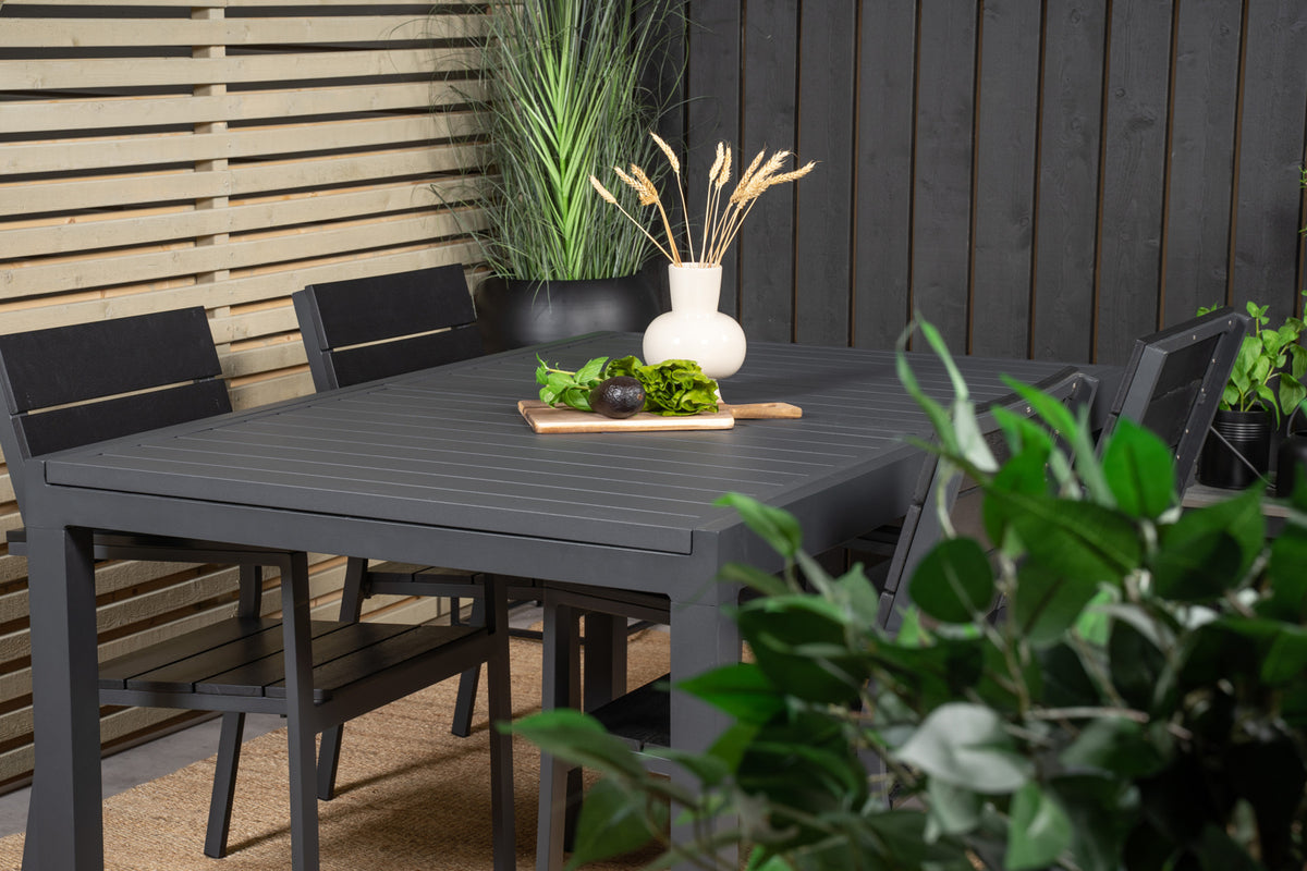 Levels & Marbella Spisestole Sort + Spisebord 160x100x75