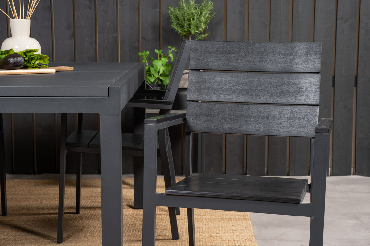 Levels & Marbella Spisestole Sort + Spisebord 160x100x75