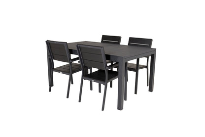 Levels & Marbella Spisestole Sort + Spisebord 160x100x75