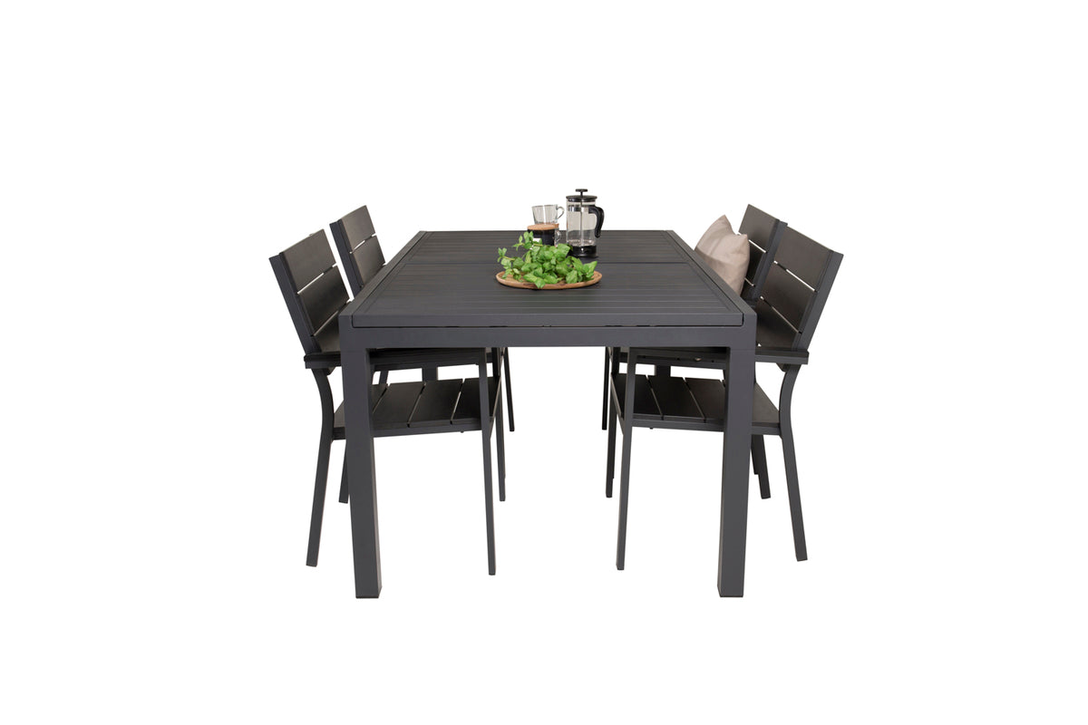 Levels & Marbella Spisestole Sort + Spisebord 160x100x75