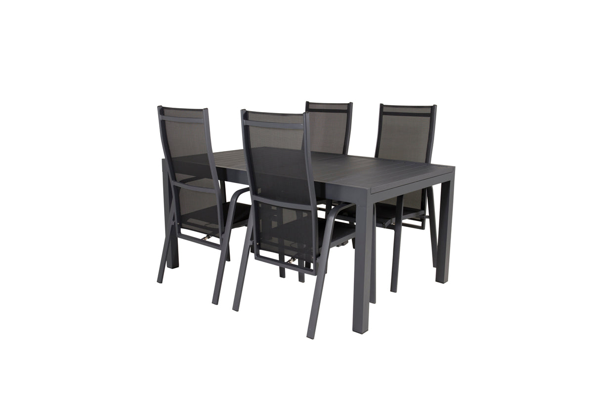 Copacabana & Marbella Reclinerstole Sort + Spisebord 160x100x75