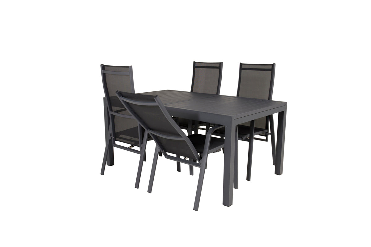 Copacabana & Marbella Reclinerstole Sort + Spisebord 160x100x75