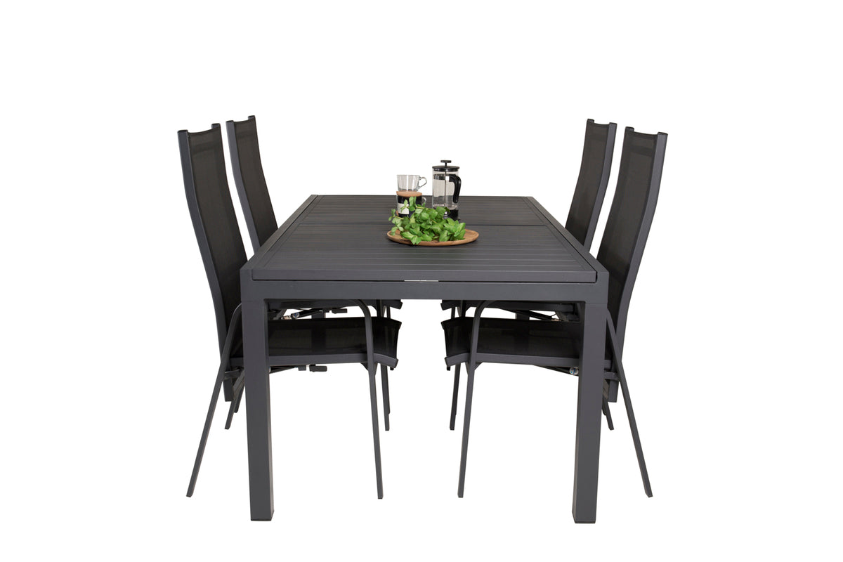 Copacabana & Marbella Reclinerstole Sort + Spisebord 160x100x75