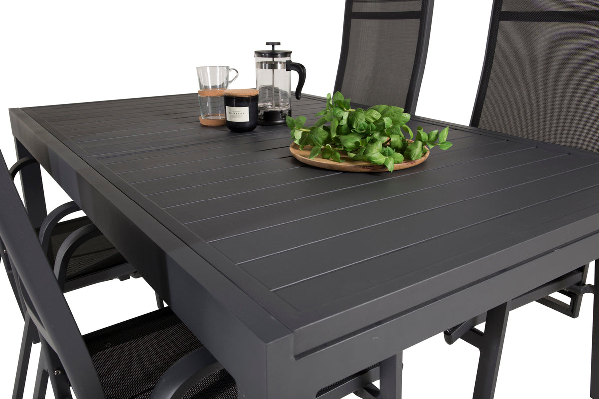 Copacabana & Marbella Reclinerstole Sort + Spisebord 160x100x75