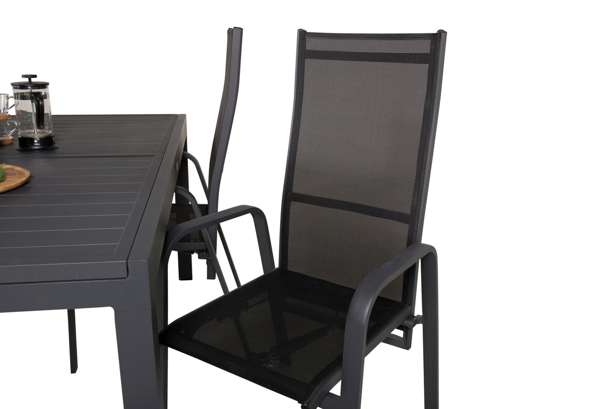 Copacabana & Marbella Reclinerstole Sort + Spisebord 160x100x75