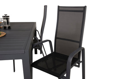 Copacabana & Marbella Reclinerstole Sort + Spisebord 160x100x75