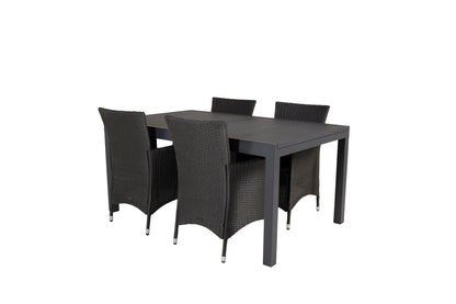 Knick & Marbella Spisestole Sort + Spisebord 160x100x75