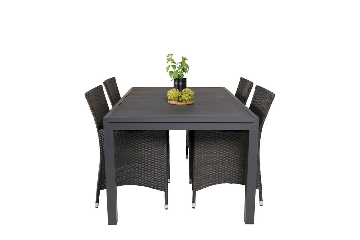 Knick & Marbella Spisestole Sort + Spisebord 160x100x75