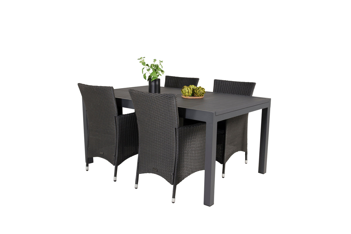 Knick & Marbella Spisestole Sort + Spisebord 160x100x75
