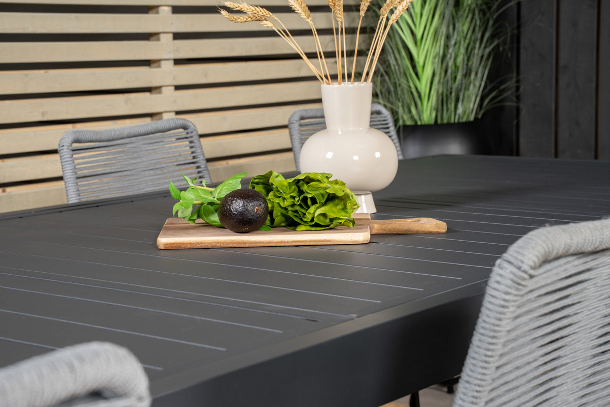 Lindos & Marbella Spisestole Grå + Spisebord 160x100x75