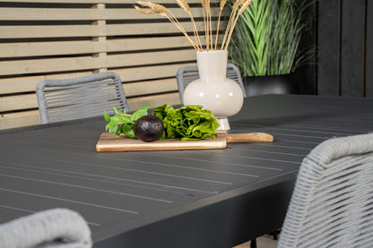 Lindos & Marbella Spisestole Grå + Spisebord 160x100x75