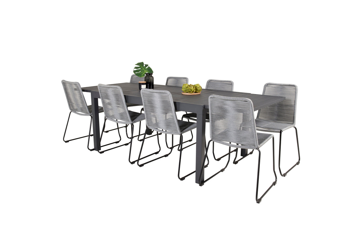 Lindos & Marbella Spisestole Grå + Spisebord 160x100x75