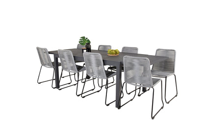 Lindos & Marbella Spisestole Grå + Spisebord 160x100x75