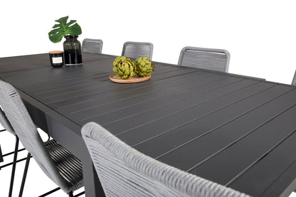 Lindos & Marbella Spisestole Grå + Spisebord 160x100x75