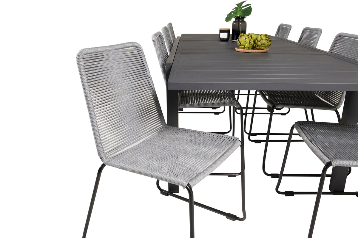 Lindos & Marbella Spisestole Grå + Spisebord 160x100x75