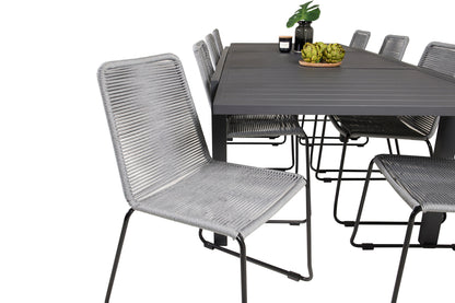 Lindos & Marbella Spisestole Grå + Spisebord 160x100x75