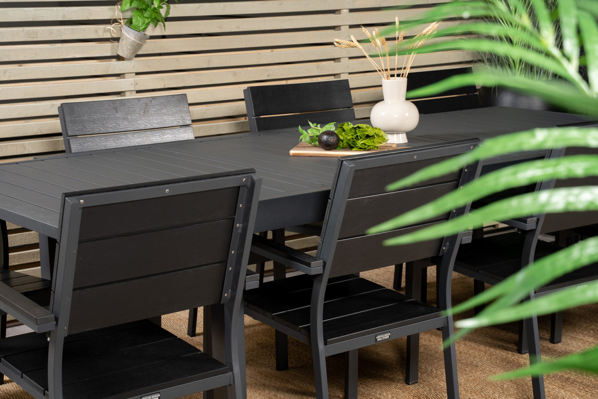 Levels & Marbella Spisestole Sort + Spisebord 240x100