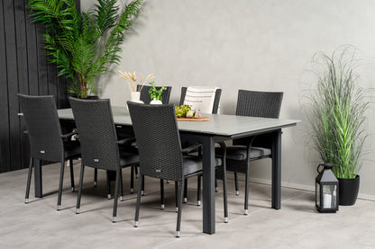 Levels & Anna Rektangulært Spisebord 229x100x75 Sort + Spisestole Sort