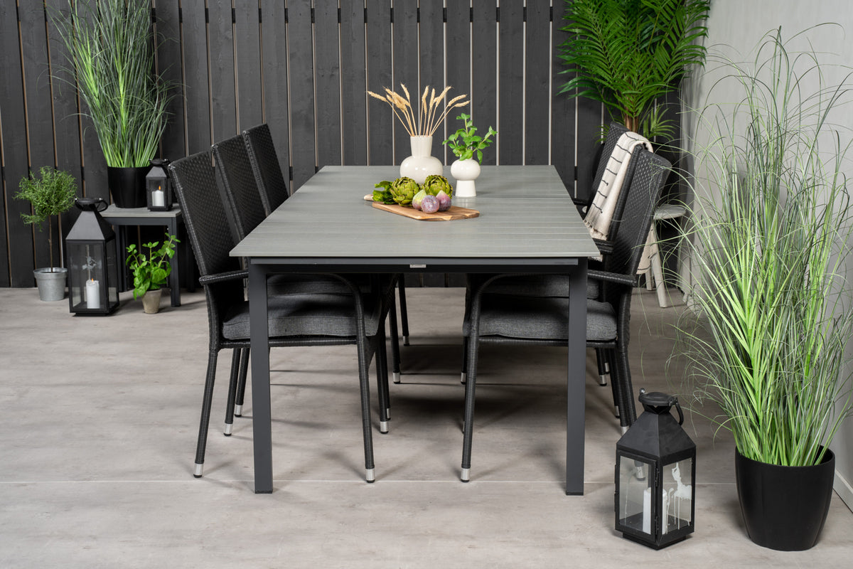 Levels & Anna Rektangulært Spisebord 229x100x75 Sort + Spisestole Sort