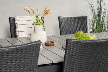 Levels & Anna Rektangulært Spisebord 229x100x75 Sort + Spisestole Sort