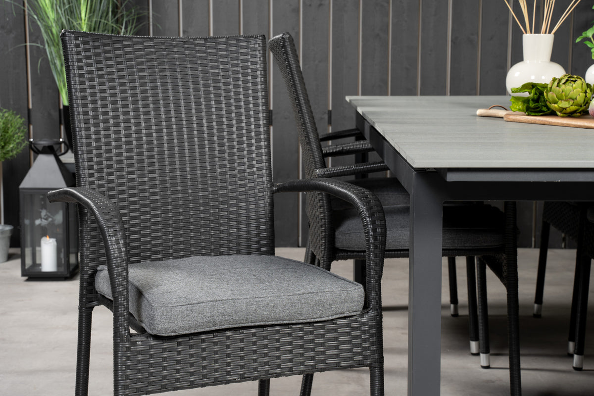 Levels & Anna Rektangulært Spisebord 229x100x75 Sort + Spisestole Sort