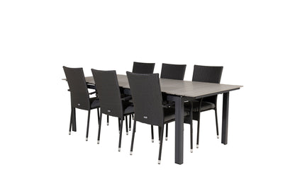 Levels & Anna Rektangulært Spisebord 229x100x75 Sort + Spisestole Sort