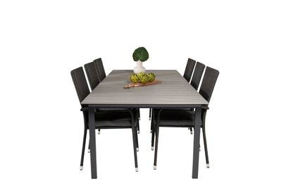 Levels & Anna Rektangulært Spisebord 229x100x75 Sort + Spisestole Sort