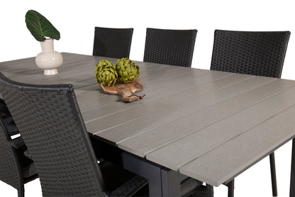 Levels & Anna Rektangulært Spisebord 229x100x75 Sort + Spisestole Sort