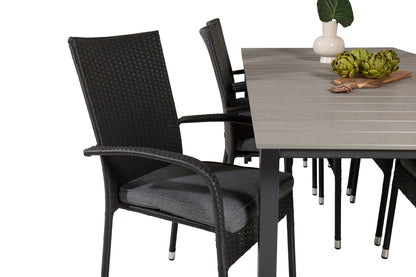 Levels & Anna Rektangulært Spisebord 229x100x75 Sort + Spisestole Sort