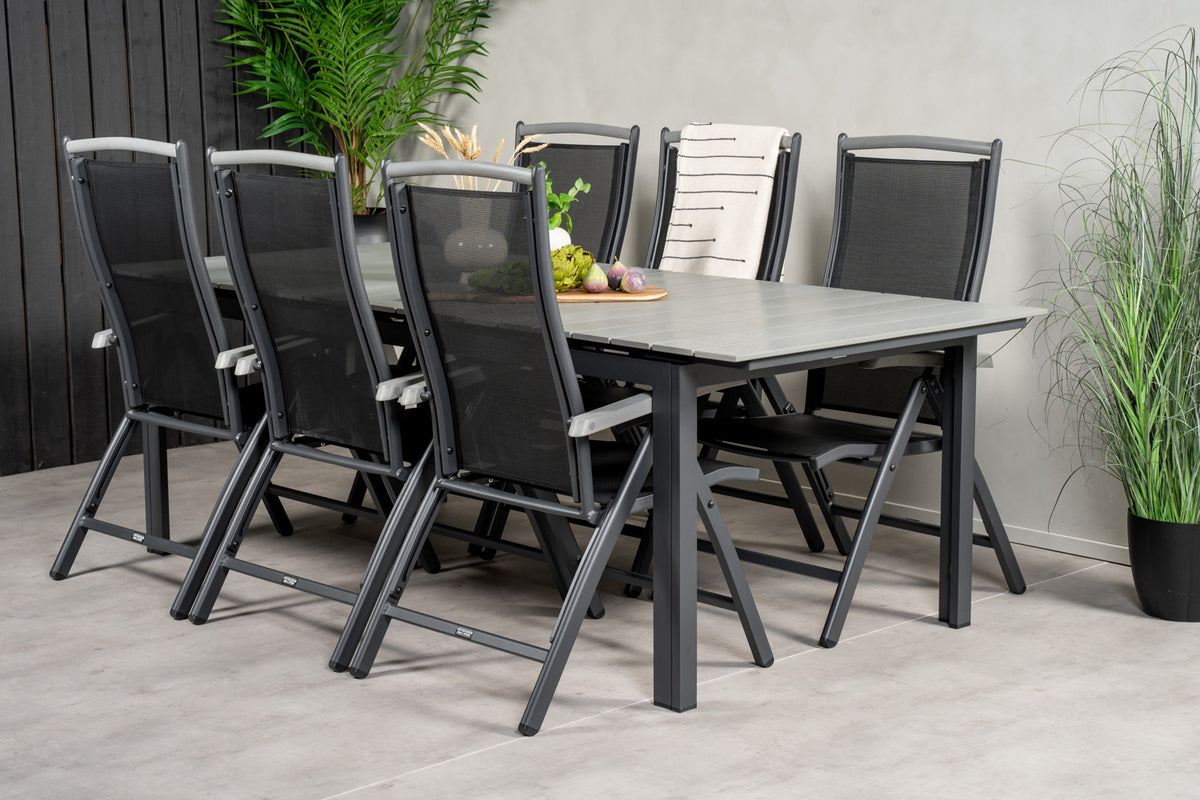 Levels & Albany Spisebord 229x100x75 + Positionsstole Sort