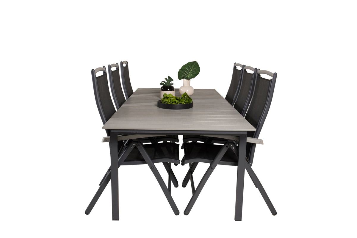 Levels & Albany Spisebord 229x100x75 + Positionsstole Sort