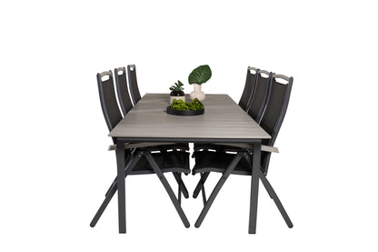 Levels & Albany Spisebord 229x100x75 + Positionsstole Sort