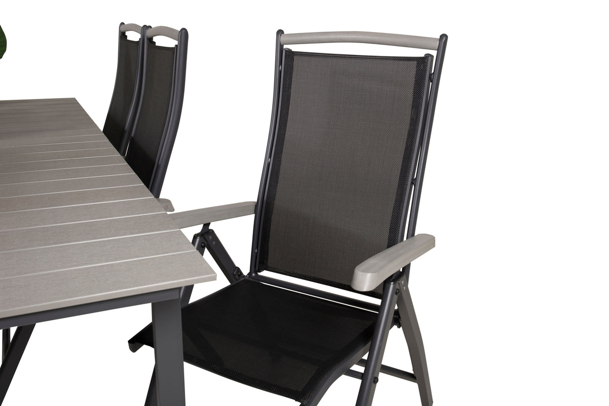 Levels & Albany Spisebord 229x100x75 + Positionsstole Sort