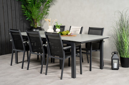 Levels & Parma Spisebord 224x100 + Spisestole Sort