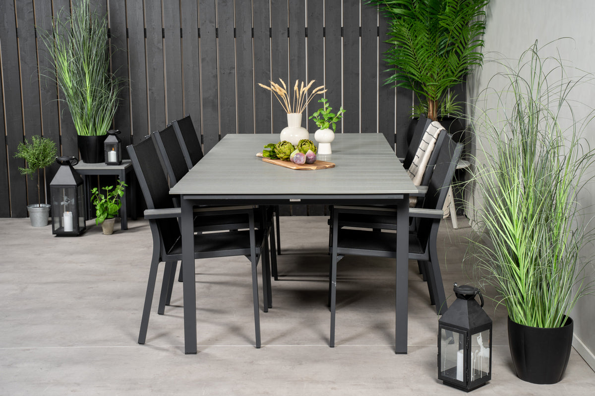 Levels & Parma Spisebord 224x100 + Spisestole Sort