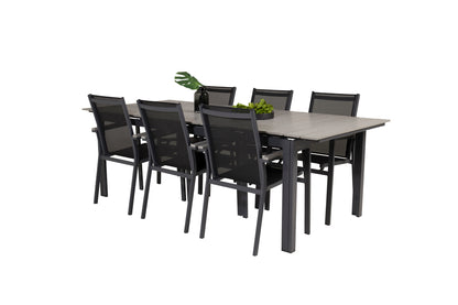 Levels & Parma Spisebord 224x100 + Spisestole Sort