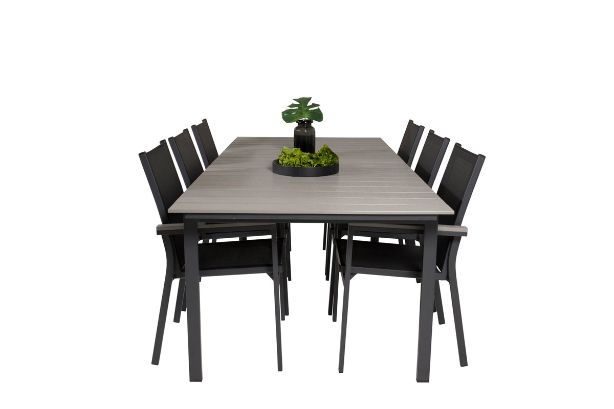 Levels & Parma Spisebord 224x100 + Spisestole Sort