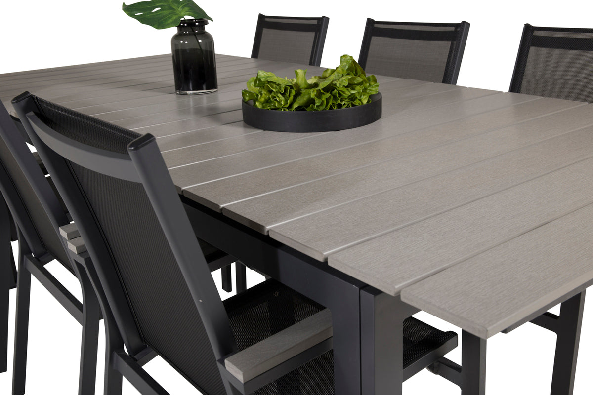 Levels & Parma Spisebord 224x100 + Spisestole Sort