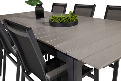 Levels & Parma Spisebord 224x100 + Spisestole Sort