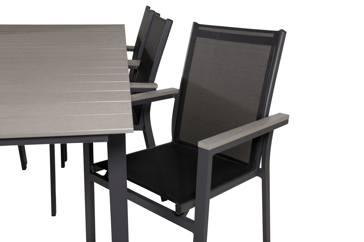 Levels & Parma Spisebord 224x100 + Spisestole Sort