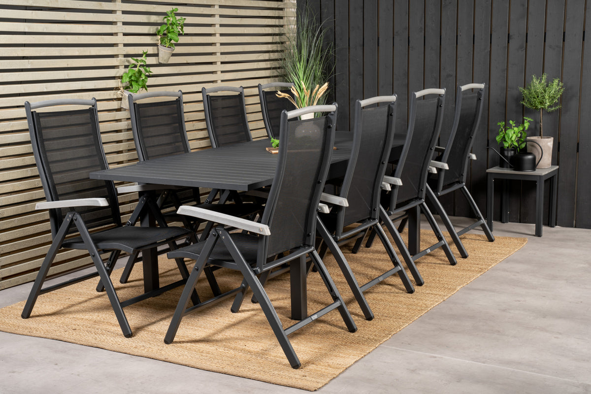 Albany & Marbella Positionsstole Sort + Spisebord 160x100x75