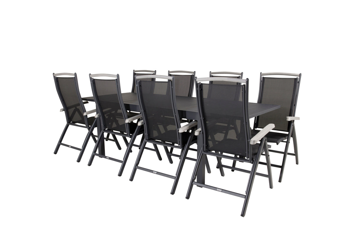 Albany & Marbella Positionsstole Sort + Spisebord 160x100x75