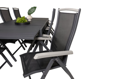 Albany & Marbella Positionsstole Sort + Spisebord 160x100x75