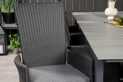 Levels & Padova Spisebord 229x100x75 + Reclinerstole Sort