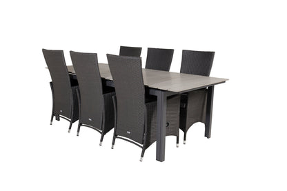 Levels & Padova Spisebord 229x100x75 + Reclinerstole Sort