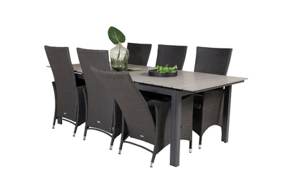 Levels & Padova Spisebord 229x100x75 + Reclinerstole Sort