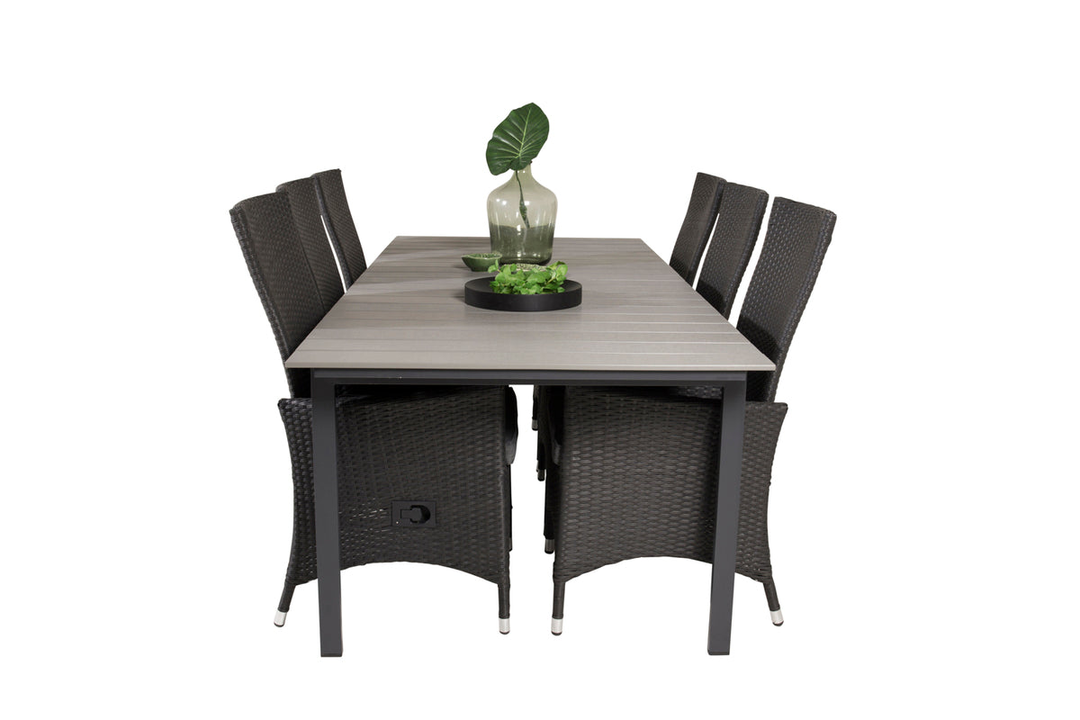 Levels & Padova Spisebord 229x100x75 + Reclinerstole Sort