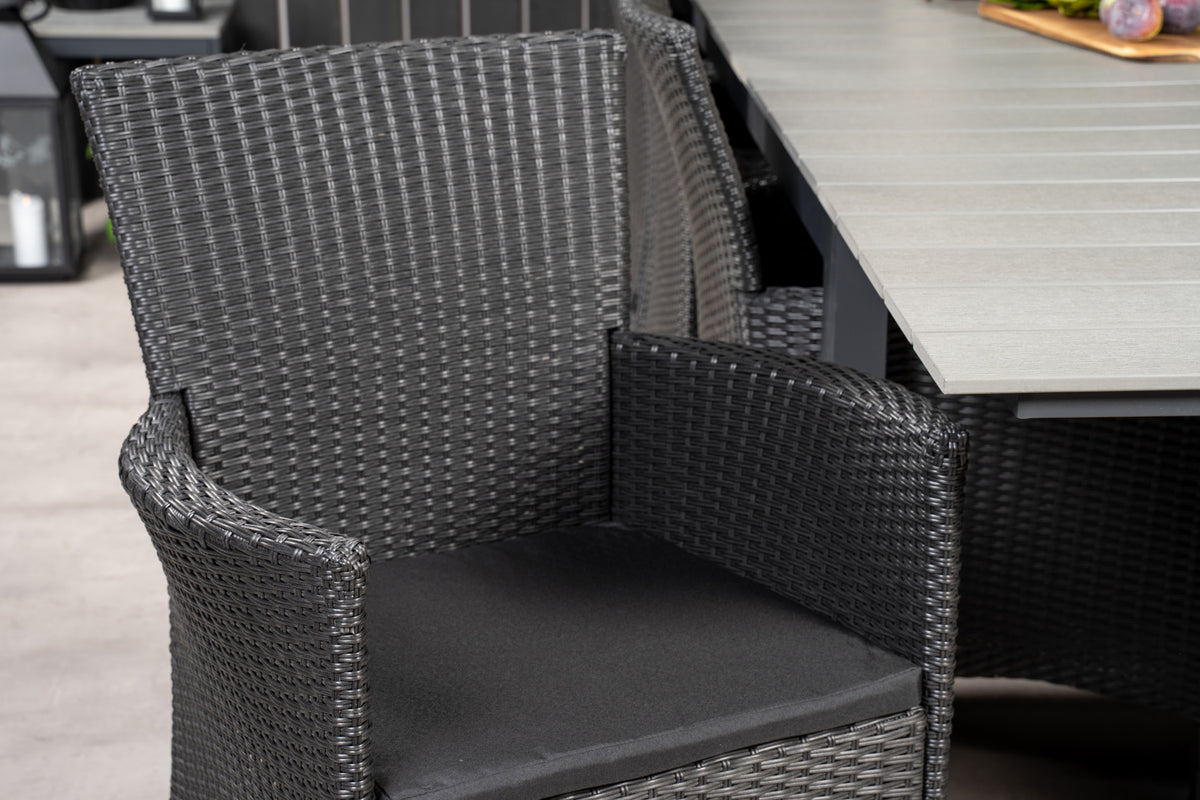 Levels & Knick Spisebord 229x100x75 + Spisebordsstole Sort